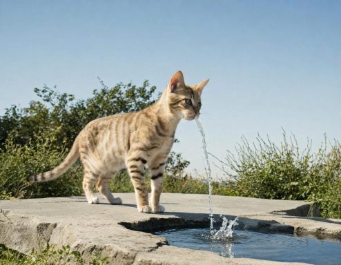Katten en water drinken